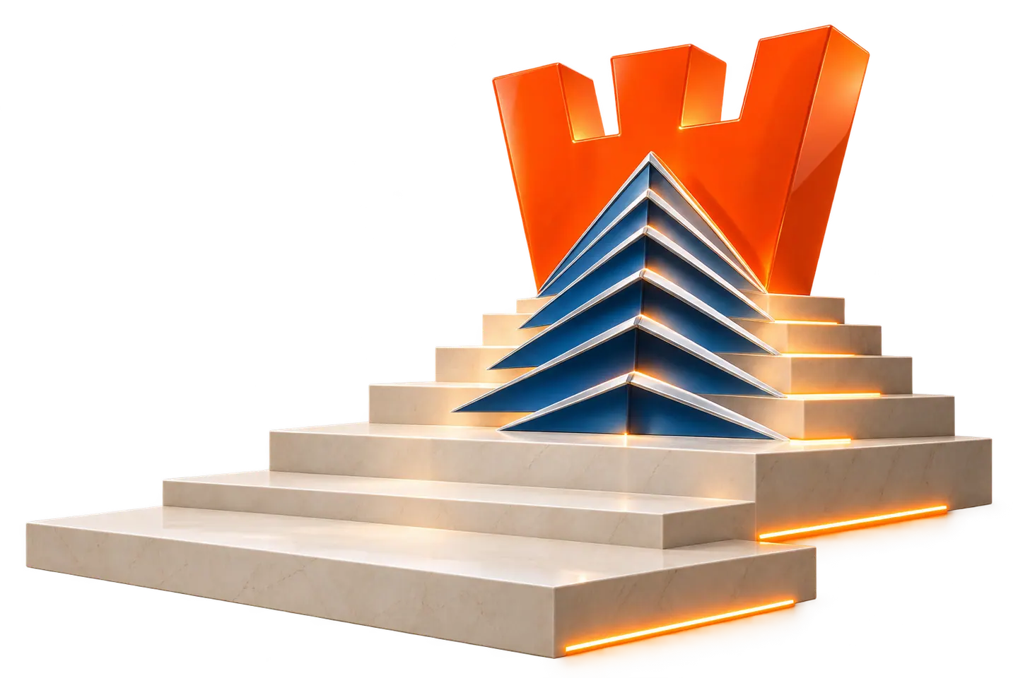 Escalera ascendente inspirada en el símbolo de EstrategoWeb